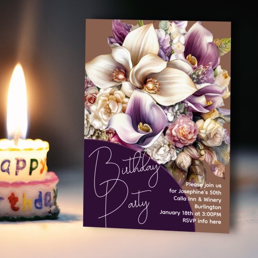 Anniversaire Calla Lilies Bouquet Party Invitation