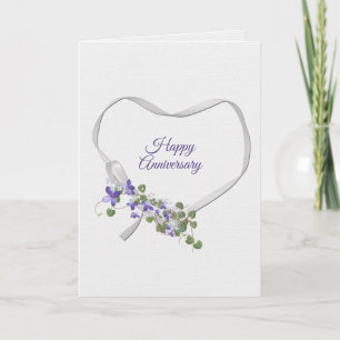 Anniversaire Careur de ruban avec carte de fleurs