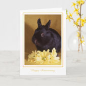 Anniversaire - carte de voeux de lapin et de (Fleur jaune)