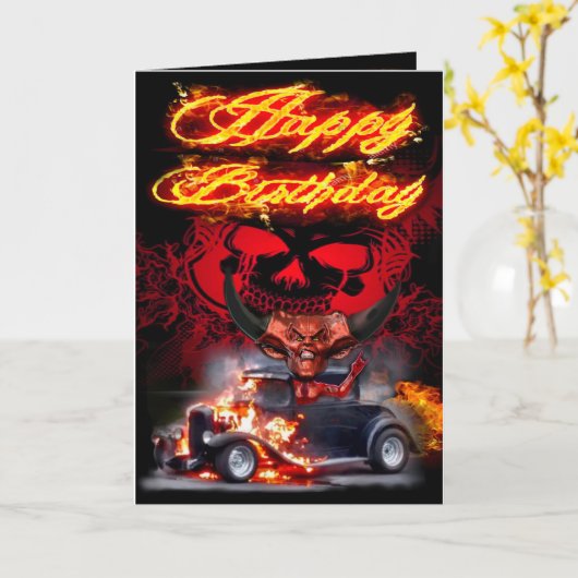 Anniversaire carte diable canne à chaud (Fleur jaune)