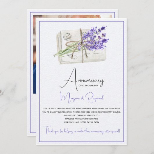 Anniversaire Carte Douche Invitation (Devant / Derrière)