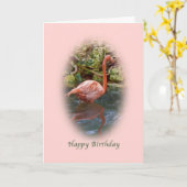 Anniversaire, Carte Flamant rose rose (Fleur jaune)