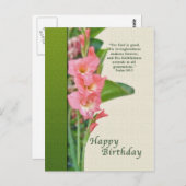 Anniversaire, Carte postale Gladiolus Rose (Devant / Derrière)