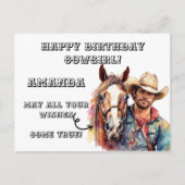 Anniversaire Carte postale pour cowgirl western ch (Devant)