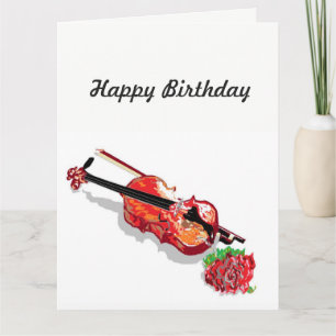 Anniversaire Carte Violon & un Rose