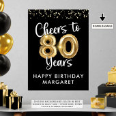 Anniversaire Cheers à 80 ans Affiche de bienvenue