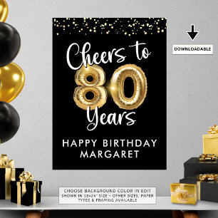 Anniversaire Cheers à 80 ans Affiche de bienvenue