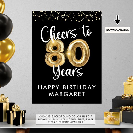 Anniversaire Cheers à 80 ans Affiche de bienvenue