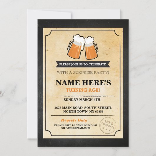 Anniversaire Cheers Bières Chalk Bar Invitation (Devant)