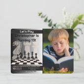 Anniversaire Chess Invitation Jeu Thème avec photo (Debout devant)