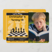 Anniversaire Chess Invitation Jeu Thème avec photo (Devant / Derrière)