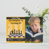 Anniversaire Chess Invitation Jeu Thème avec photo (Debout devant)