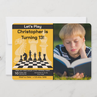 Anniversaire Chess Invitation Jeu Thème avec photo
