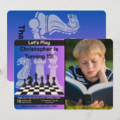 Anniversaire Chess Party Invitation photo personna (Devant / Derrière)