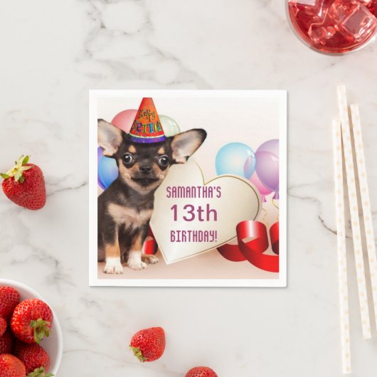Anniversaire Chihuahua serviettes en papier pour c (En situation)