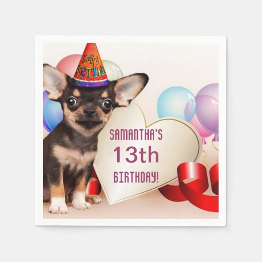 Anniversaire Chihuahua serviettes en papier pour c (Devant)