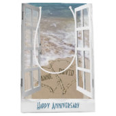 Anniversaire Coeurs de plage Moyen Cadeau Sac (Devant)