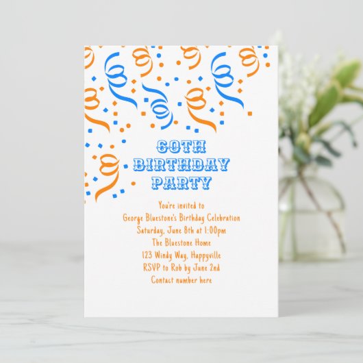 Anniversaire Confetti Streamers Invitation (Debout devant)