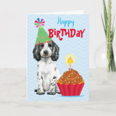Anniversaire Cupcake Anglais Cocker Carte Spaniel (Devant)