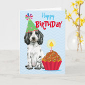 Anniversaire Cupcake Anglais Cocker Carte Spaniel (Fleur jaune)