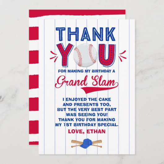 Anniversaire de base-ball de carte de (Devant / Derrière)