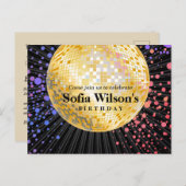 anniversaire de boule disco invitation par carte p (Devant / Derrière)