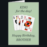 Anniversaire de Brother, Hearts Full House<br><div class="desc">Roi pour la carte d'anniversaire du jour. Faites savoir à votre frère qu'il peut être le roi pour son anniversaire. Quatre rois,  un de chaque costume du pont pour une grande main de poker! Ton frère adorera cette carte d'anniversaire.</div>