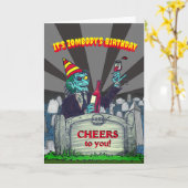 ANNIVERSAIRE DE CHÈQUES Zombies ! Carte (Fleur jaune)