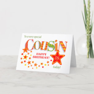 Anniversaire de Cousin avec carte Red Stars