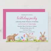 Anniversaire de enfant Invitation de fleurs de pri (Devant / Derrière)