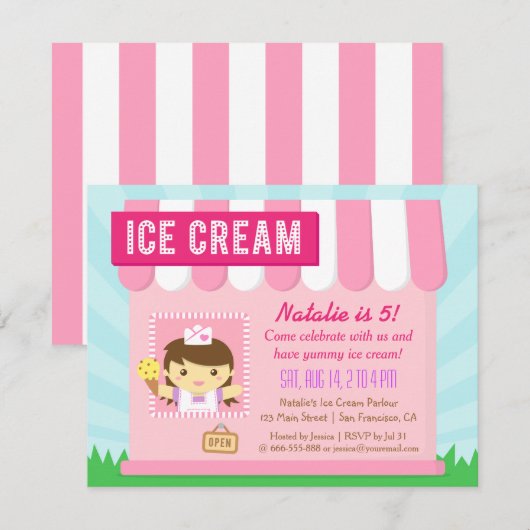 Anniversaire de enfant, invitations mignonnes de (Devant / Derrière)