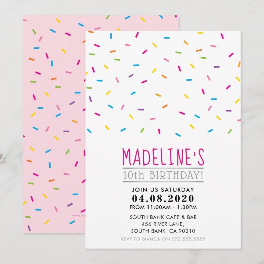 ANNIVERSAIRE DE ENFANT PARTY INVITATION arroses co (Devant / Derrière)