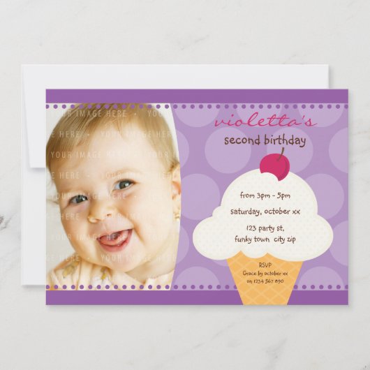 ANNIVERSAIRE DE ENFANT PARTY INVITATION cône de gl (Devant)