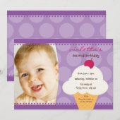 ANNIVERSAIRE DE ENFANT PARTY INVITATION cône de gl (Devant / Derrière)