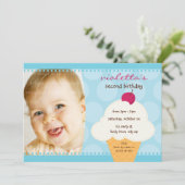 ANNIVERSAIRE DE ENFANT PARTY INVITATION cône de gl (Debout devant)