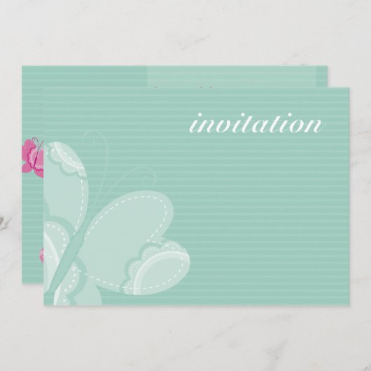 ANNIVERSAIRE DE ENFANT PARTY INVITATION flutterby  (Devant / Derrière)