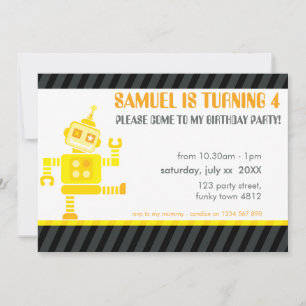 ANNIVERSAIRE DE ENFANT PARTY INVITATION joli robot