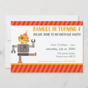 ANNIVERSAIRE DE ENFANT PARTY INVITATION joli robot