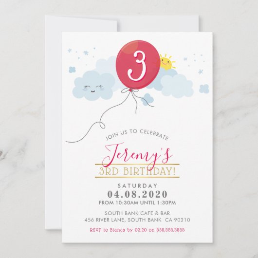 ANNIVERSAIRE DE ENFANT PARTY INVITATION mignon bal (Devant)