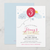 ANNIVERSAIRE DE ENFANT PARTY INVITATION mignon bal (Devant / Derrière)