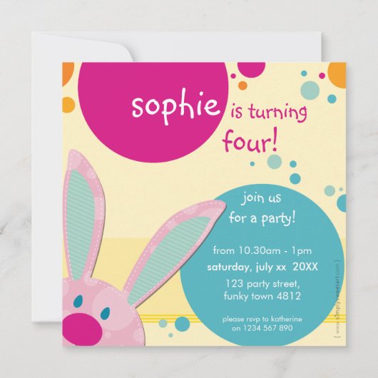 ANNIVERSAIRE DE ENFANT PARTY INVITATION mignon lap (Dos)