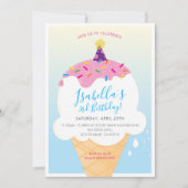 ANNIVERSAIRE DE ENFANT PARTY INVITATION rétro cône (Devant)