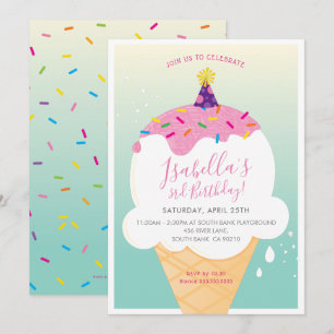 ANNIVERSAIRE DE ENFANT PARTY INVITATION rétro cône
