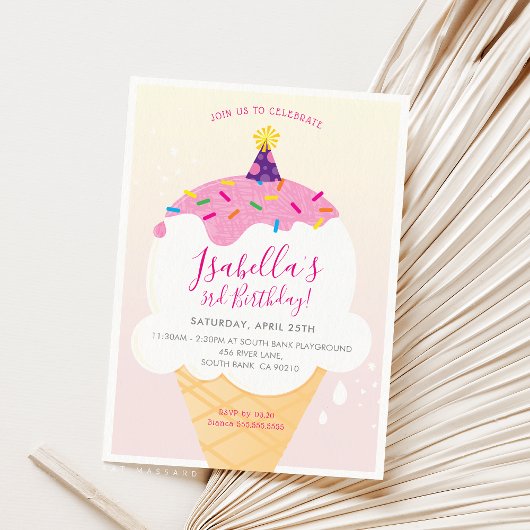 ANNIVERSAIRE DE ENFANT PARTY INVITATION rétro cône