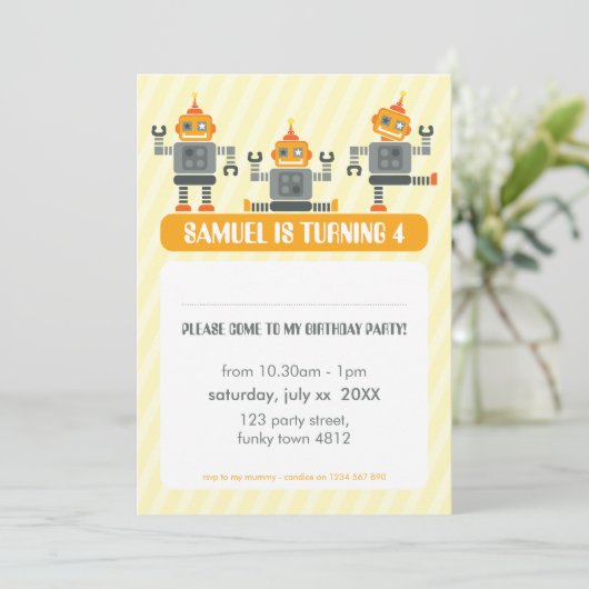 ANNIVERSAIRE DE ENFANT PARTY INVITATION robot mode (Debout devant)