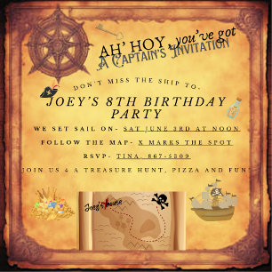Anniversaire de enfant Party Pirates Invitation