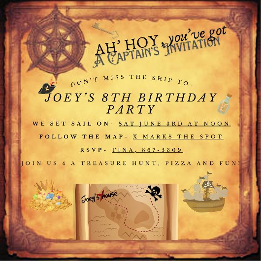 Anniversaire de enfant Party Pirates Invitation
