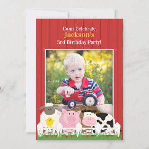 Anniversaire de enfant Photo Farm Flat Invitation