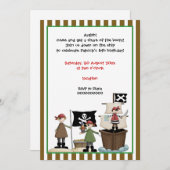 Anniversaire de enfant pirate, invitation frontièr (Devant / Derrière)