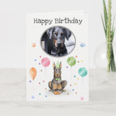 Anniversaire de fête Dobermann carte d'animal (Devant)